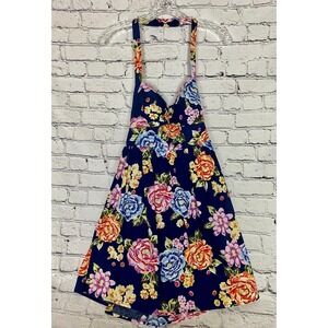 Vtg City Triangles Womens/Junior‎ Dress Size 11 Multicolor Floral Halter Neck